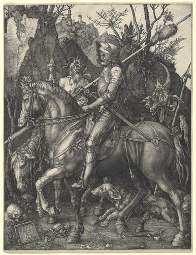 German:  Der Reiter (Ritter, Tod und Teufel) Knight, Death, and the Devil — Albrecht Dürer