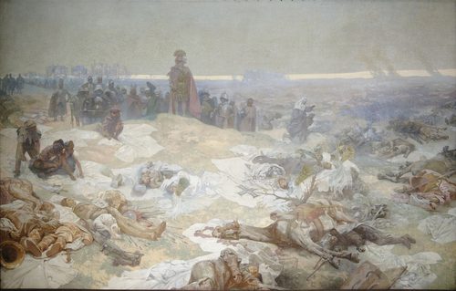 Czech:  Po bitvě u Grunwaldu After the Battle of Grunwald — Alphonse Mucha