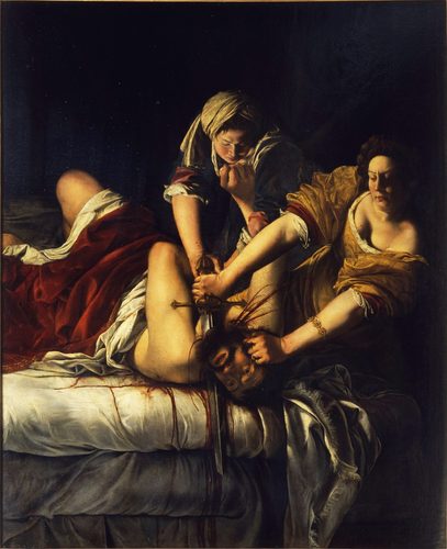 Italian:  Giuditta che decapita OloferneJudith Beheading Holofernes — Artemisia Gentileschi