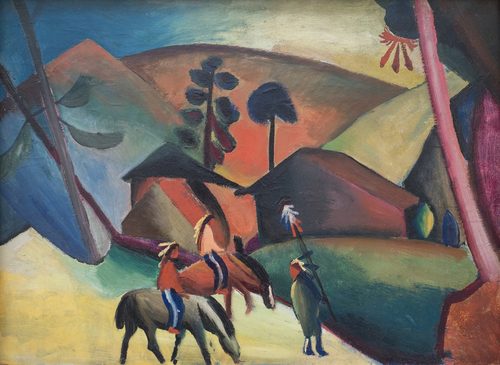 German:  Indianer auf Pferden Native Americans on Horses — August Macke