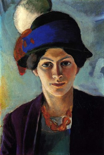 German:  Frau des Künstlers mit Hut The Artist's Wife with Hat — August Macke