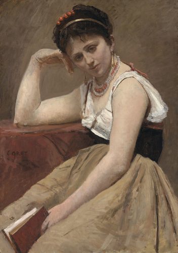 French:  La Lecture interrompue Interrupted Reading — Camille Corot