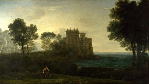 German:  Landschaft mit Psyche und dem Palast des Amor The Enchanted Castle / Landscape with Psyche outside the Palace of Cupid — Claude Lorrain