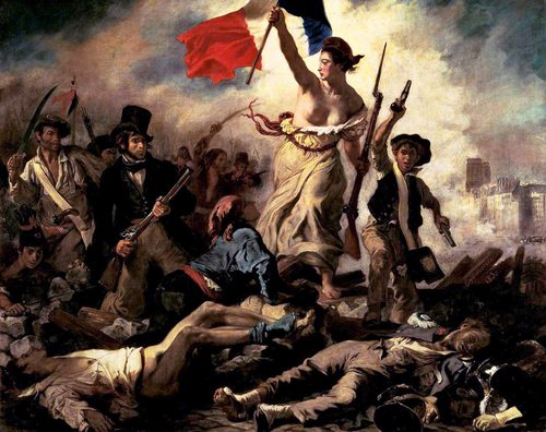 French:  Le 28 juillet 1830. La Liberté guidant le peuple Liberty Leading the People — Eugène Delacroix