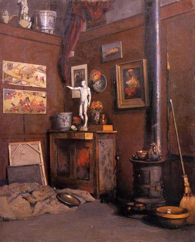 French:  Intérieur d'atelier au poêleStudio Interior with a Stove — Gustave Caillebotte