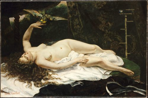 French: La Femme au perroquetWoman with a Parrot — Gustave Courbet