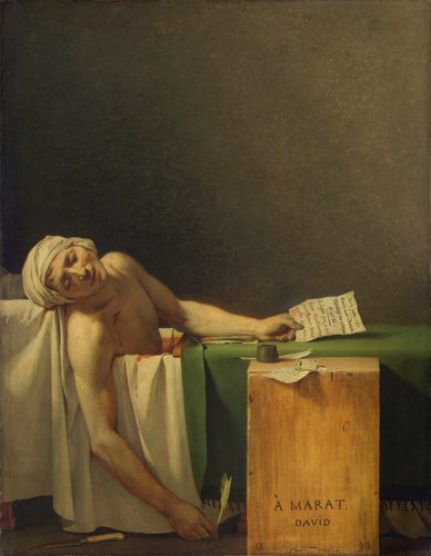 French:  La Mort de Marat The Death of Marat. — Jacques-Louis David