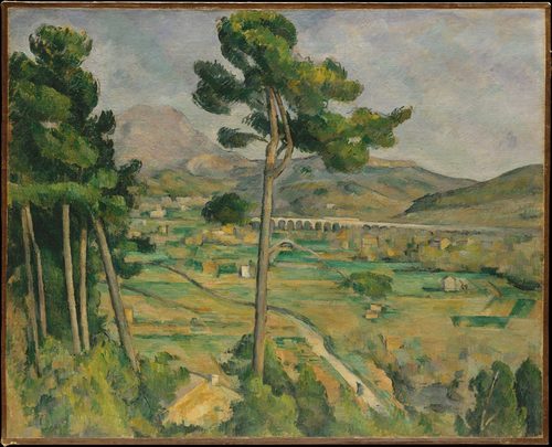 French:  La Montagne Sainte-Victoire vue de Montbriand Mont Sainte-Victoire and the Viaduct of the Arc River Valley — Paul Cézanne