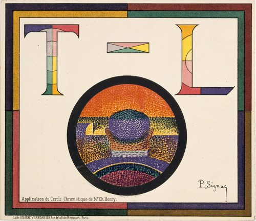 Application of Charles Henry's Chromatic Circle; Théâtre-Libre playbill of January 31, 1889 — Paul Signac