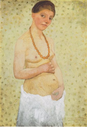 German:  Selbstbildnis am 6. Hochzeitstag Selfportrait at 6th wedding anniversary — Paula Modersohn-Becker