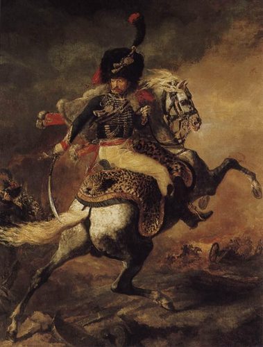 French:  Officier de chasseurs à cheval de la garde impériale chargeant The Charging Chasseur — Théodore Géricault