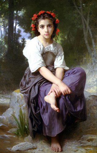 French:  Au bord du ruisseauAt the Edge of the Brook — William-Adolphe Bouguereau